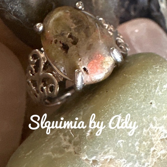 Unakite and silver Victorian ring - Picture 1 of 7